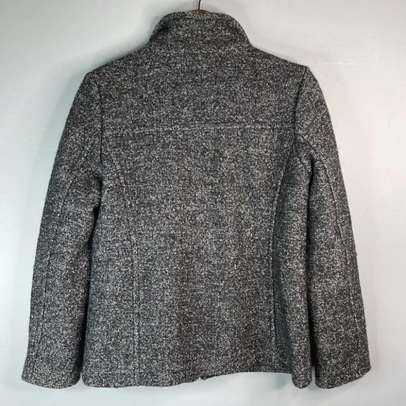 LANDS END Wool Zip Jacket Marled Black Grey High Neck Pockets Size 10P - Picture 7 of 11